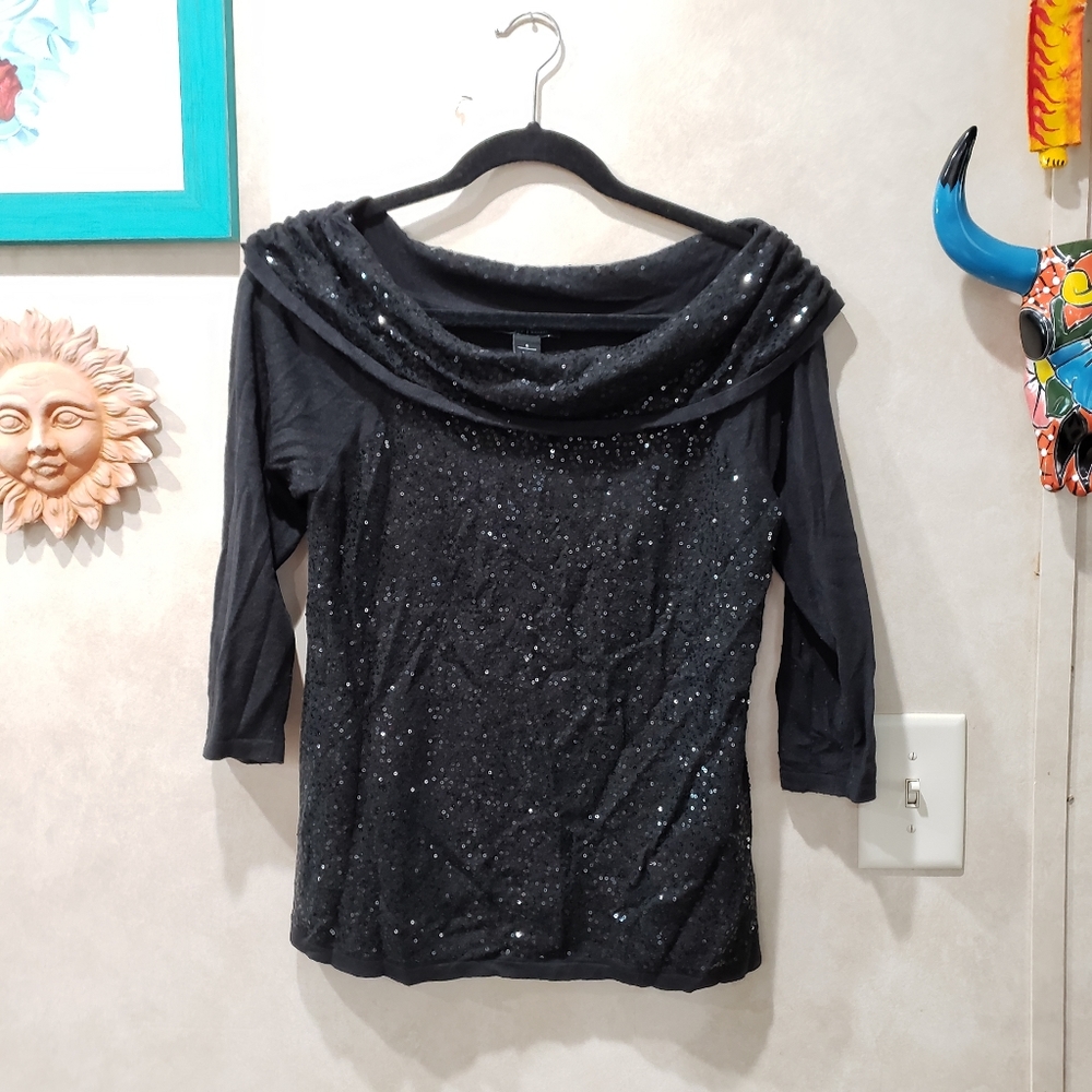 White House Black Market Boat Neck Sequin Sweater